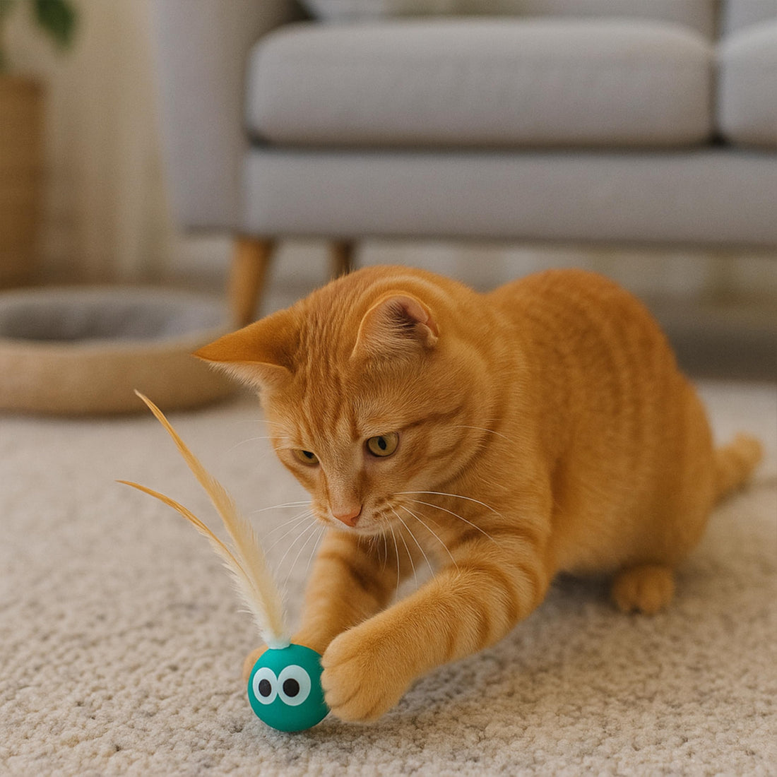 How to Play With Your Cat Using a Feather Ball Toy