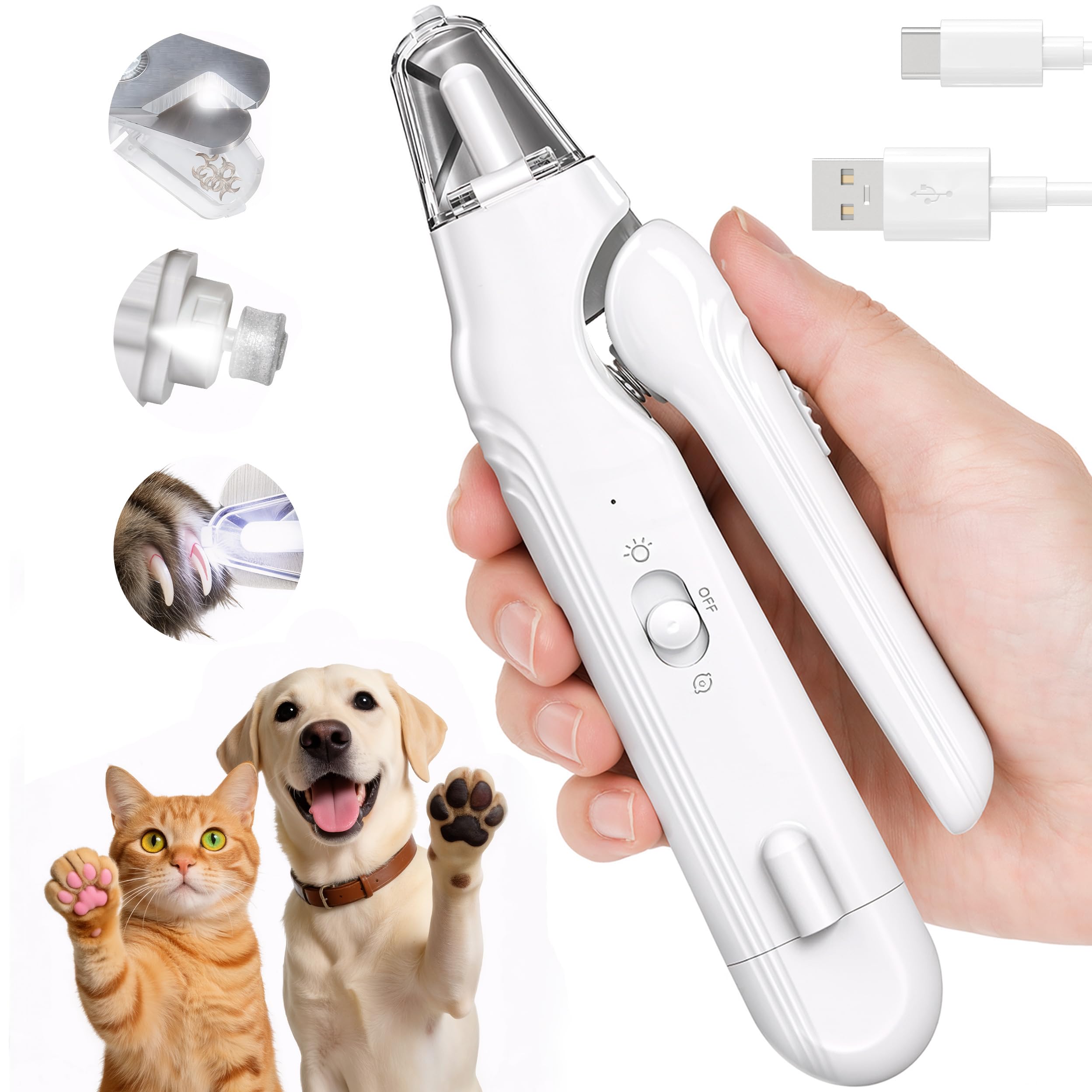 Petananda QuietTrim LED Nail Grinder — White