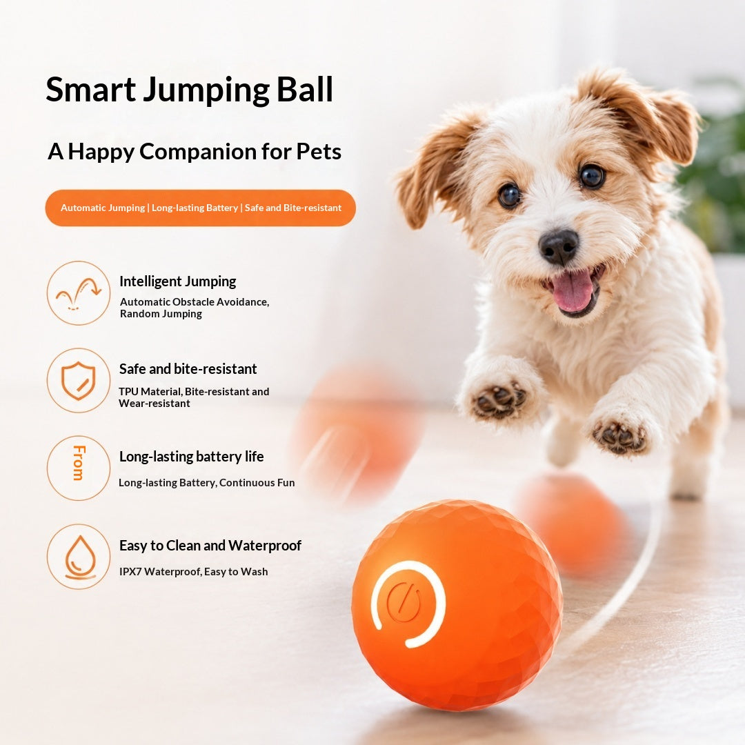 Petananda Gravity Bouncing Electric Interactive Dog Toy Ball -- Orange