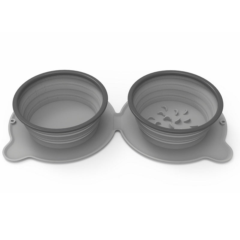 Petananda Portable Silicone Double Dog Bowl