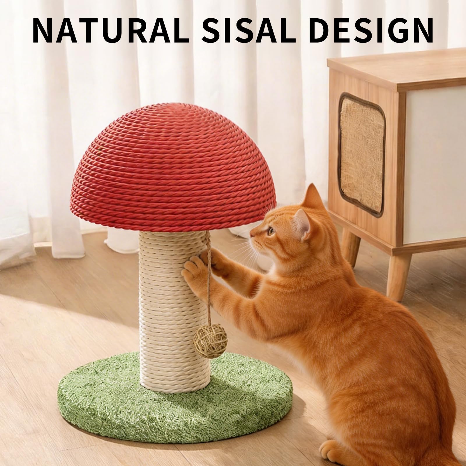 Petananda Mushroom Cat Scratching Post 11inch  For Kitten & Small Cats