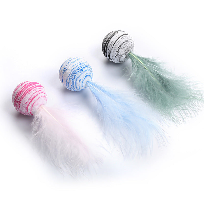 Petananda PounceBall feathered cat toy