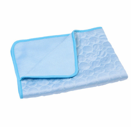Petananda ice-silk cooling mat in light blue, folded