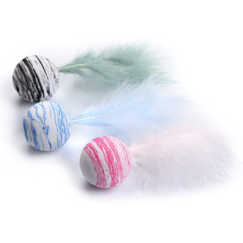 Petananda PounceBall feathered cat toy