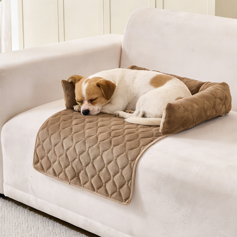 Petananda sofa-style calming dog bed with dog resting
