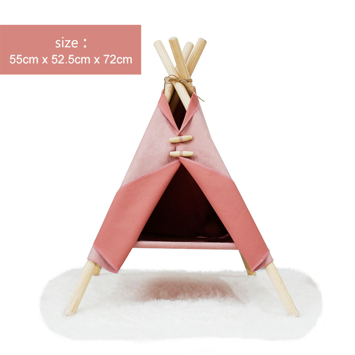 Petananda Wooden Pet Teepee Bed for Cats & Small Dogs
