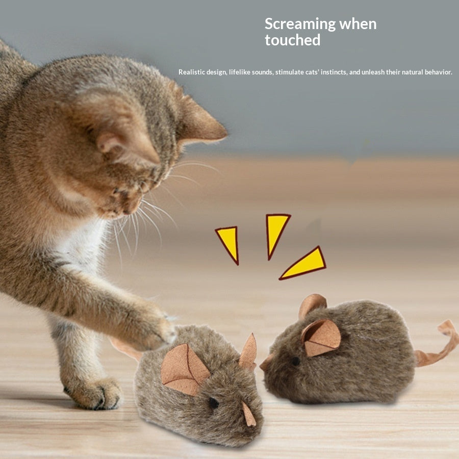 Realistic Plush Squeaky Mouse Cat Toy