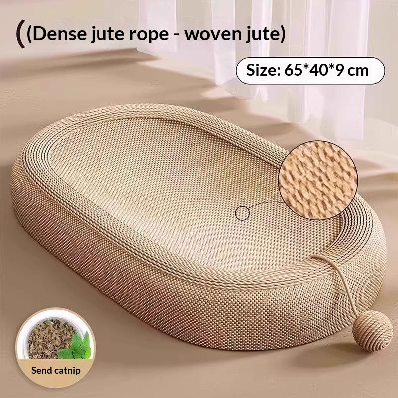Petananda Extra-large Integrated Sisal Rope Cat Scratcher Bed, Wear-Resistant Low-Shedding Scratcher Bowl. — in use