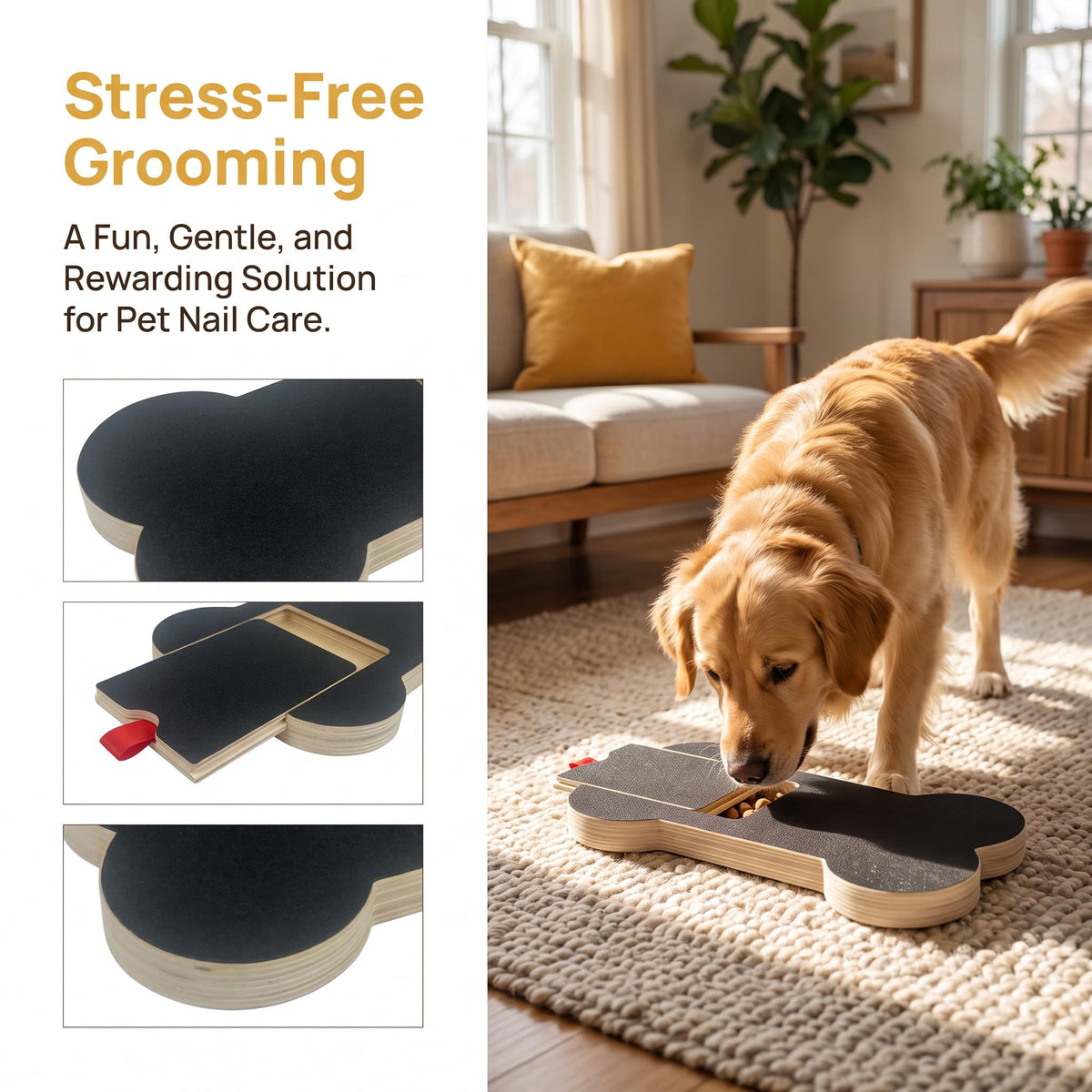Petananda Dog Nail Scratch Board Scratcher Treat Dispenser Non-Slip Nail File Board  Dog Nail Scratch Pad For Large Medium Small Dogs, Nail File Board  To Clippers Grinders — in use