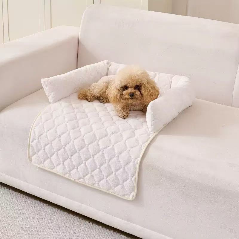Petananda Sofa-style Calming Dog Bed — White