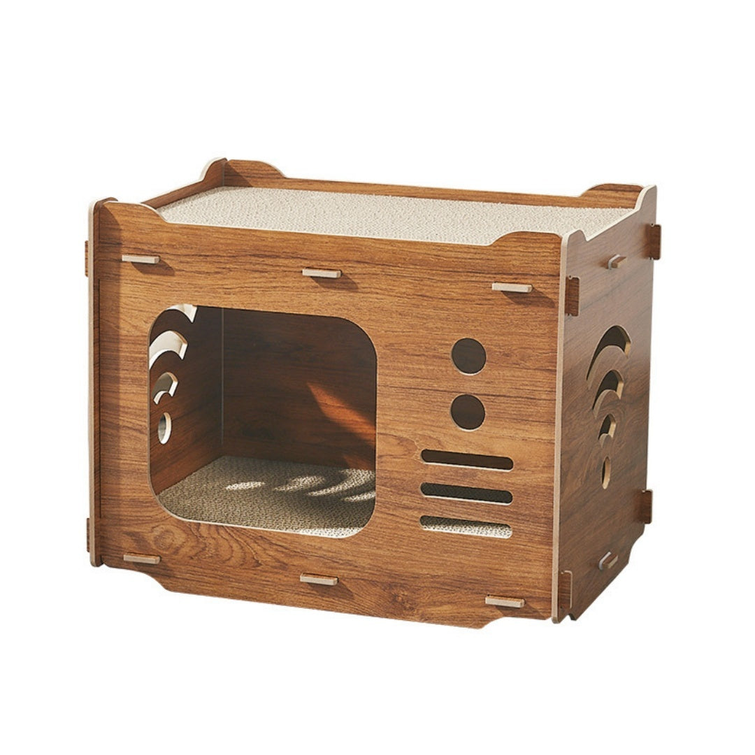 Large-capacity Cat Scratcher Bed Toy in Redwood (Moon Window)