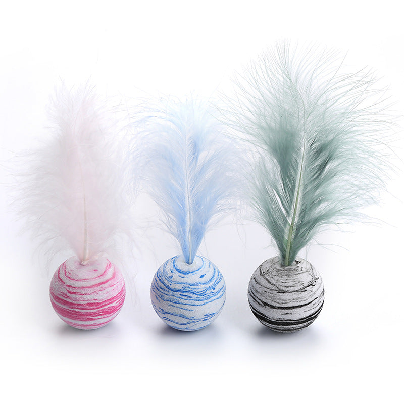 Petananda PounceBall feathered cat toy