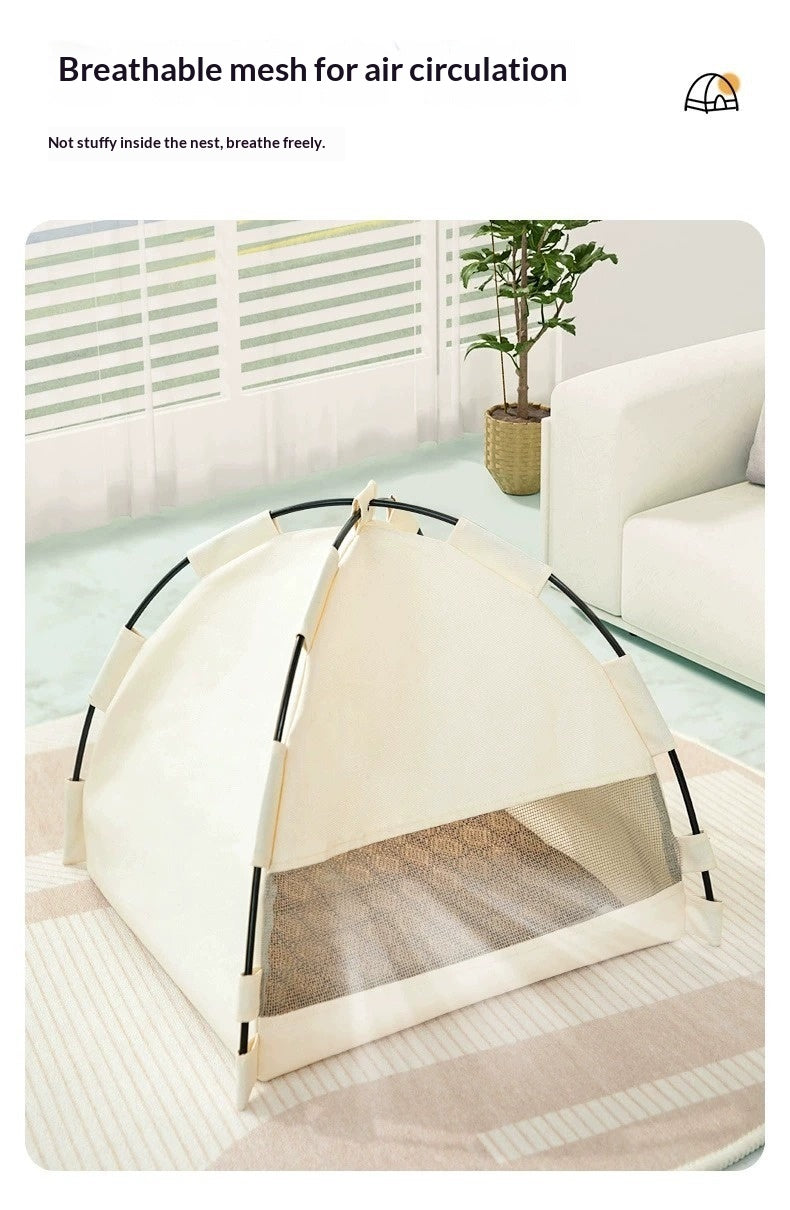 Petananda Foldable Outdoor Pet Tent Cat Bed. — in use