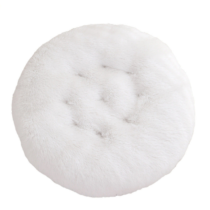 Petananda Round Plush Pet Bed - White