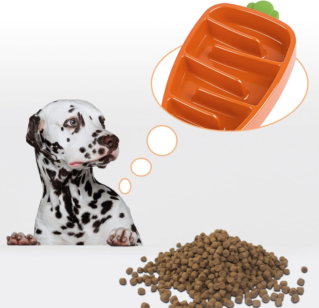 Petananda Slow Feeder Dog Bowl, Dog Food Bowl For Small & Medium-Sized Dogs, Carrot Design — in use