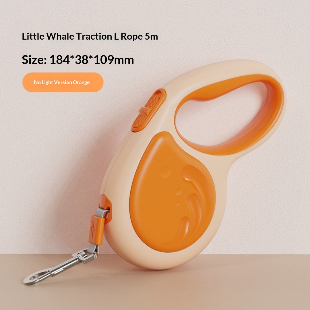 Petananda 5m Retractable Pet Leash With Flashlight — Orange (Unlit)