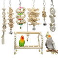 Petananda 7 Packs Bird Parrot Swing Chewing Toys-Hanging Bell Bird Cage Playing Toys Hanging Rope And Clip Design, Suitable For Small Parakeets, Cockatiels, Conures, Finches,Budgie,Macaws, Parrots, Love Birds — in use