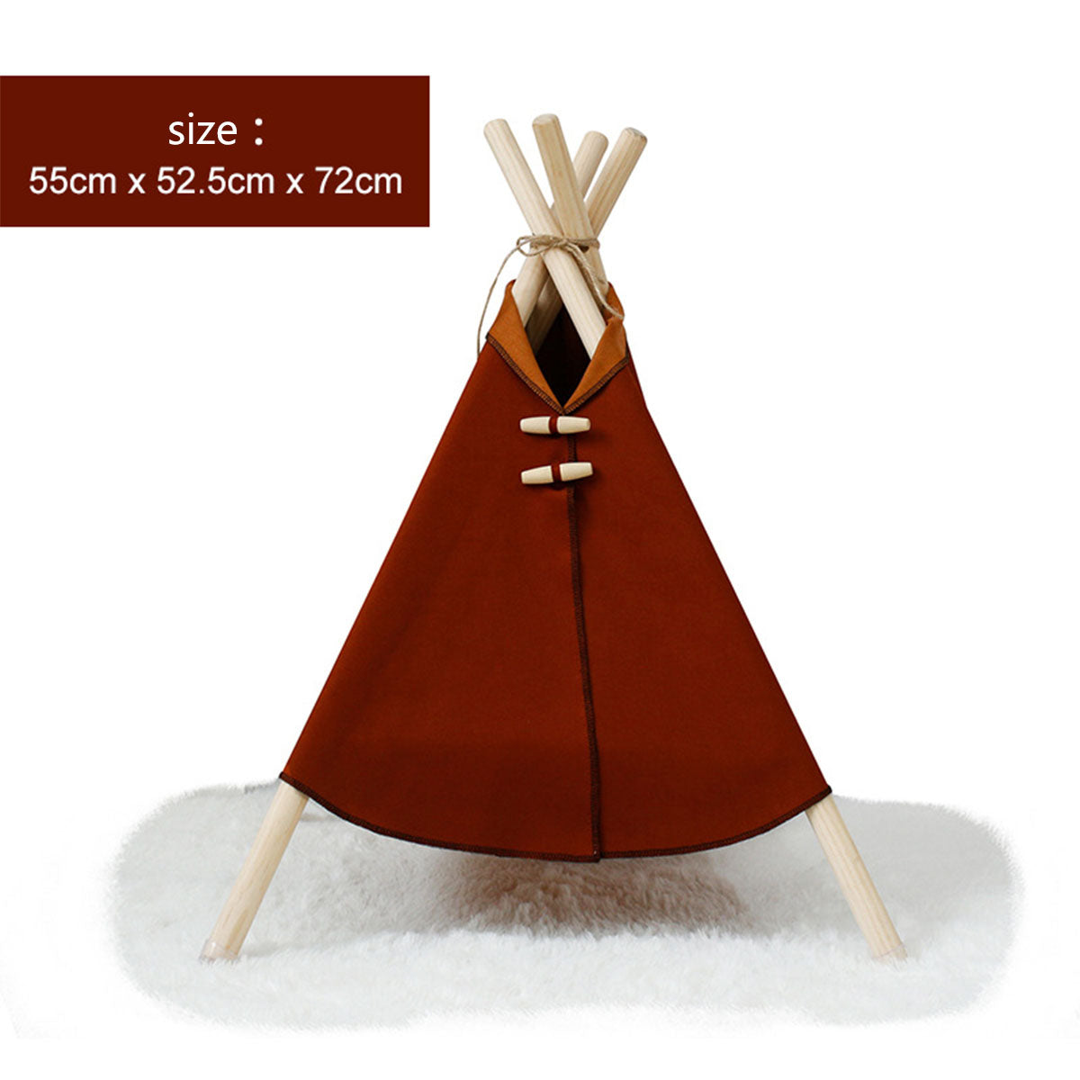 Petananda Wooden Pet Teepee Bed for Cats & Small Dogs