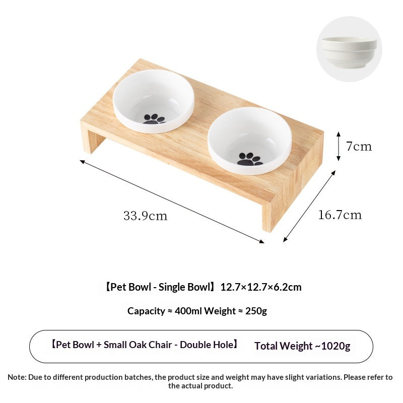 Petananda Ceramic Elevated Pet Bowl Set - Cat Paw, x2
