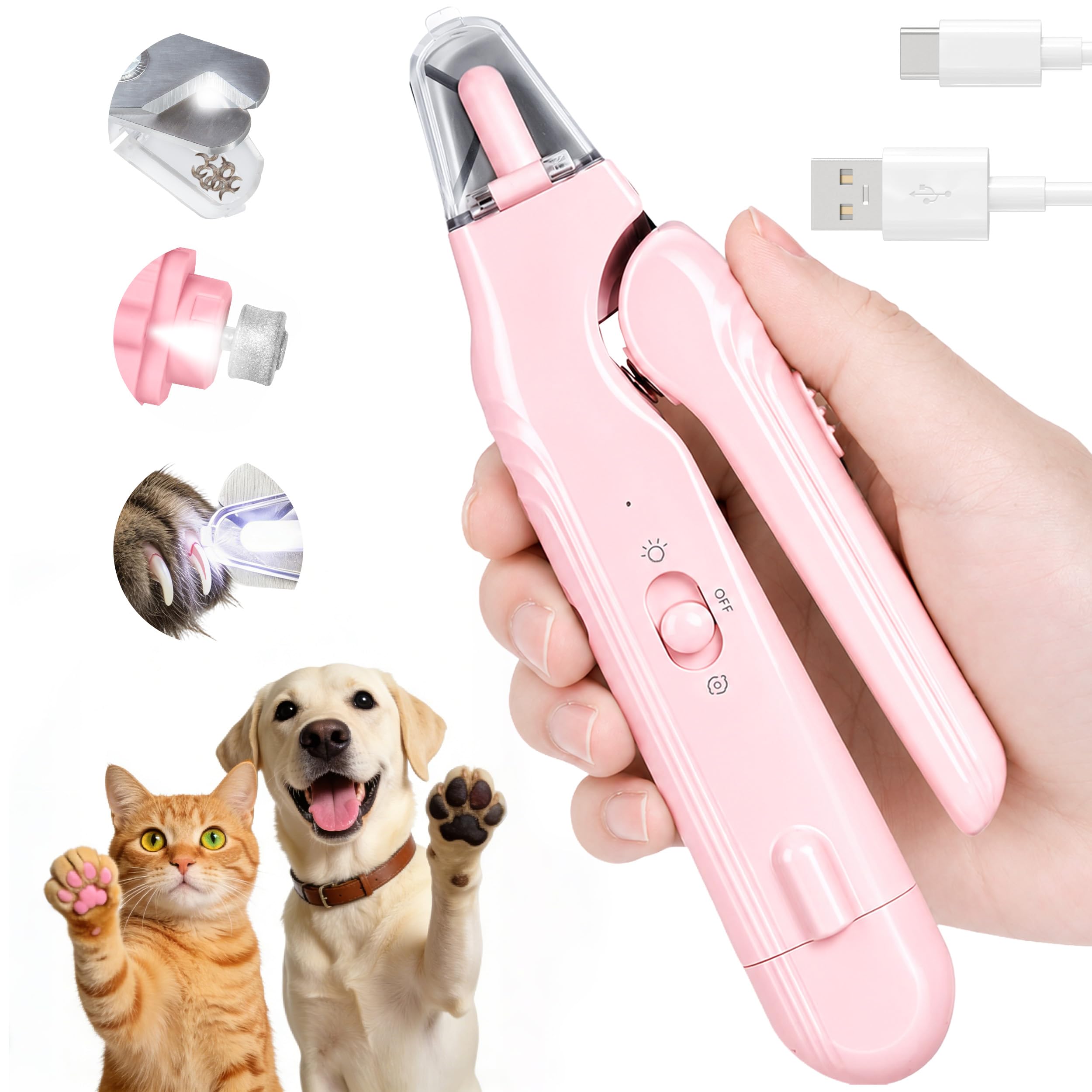 Petananda QuietTrim LED Nail Grinder — Pink