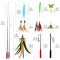 Petananda 2PCS Retractable Cat Teaser Wands & 9PCS Feather Refills Toy