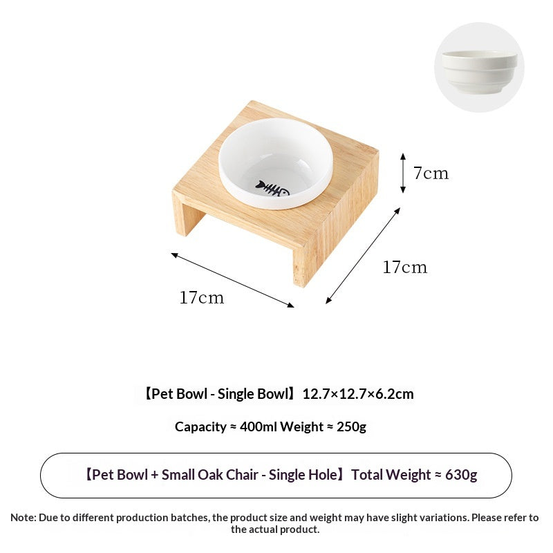 Petananda Ceramic Elevated Pet Bowl - Fish Bone, Single