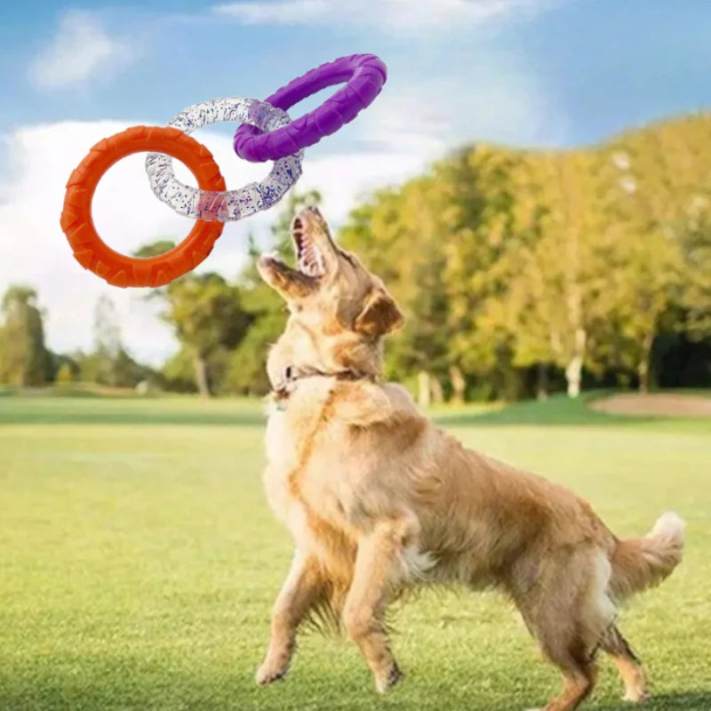 Petananda Floating Water Dog Toys Pet Flying Disk Training Ring Interactive Toy Puller Resistant Aggressive Chewers — in use