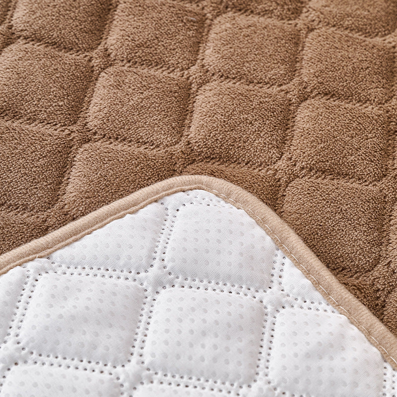 Sofa-style suede pet bed on couch