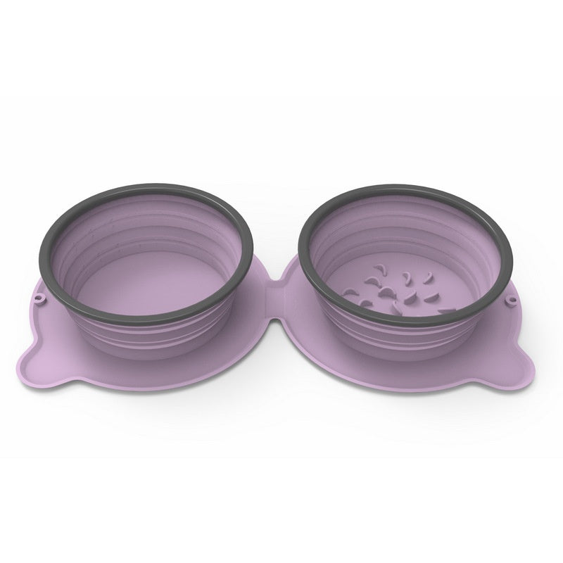 Petananda Portable Silicone Double Dog Bowl