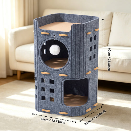Petananda 3-Tier Felt Cat Tower House