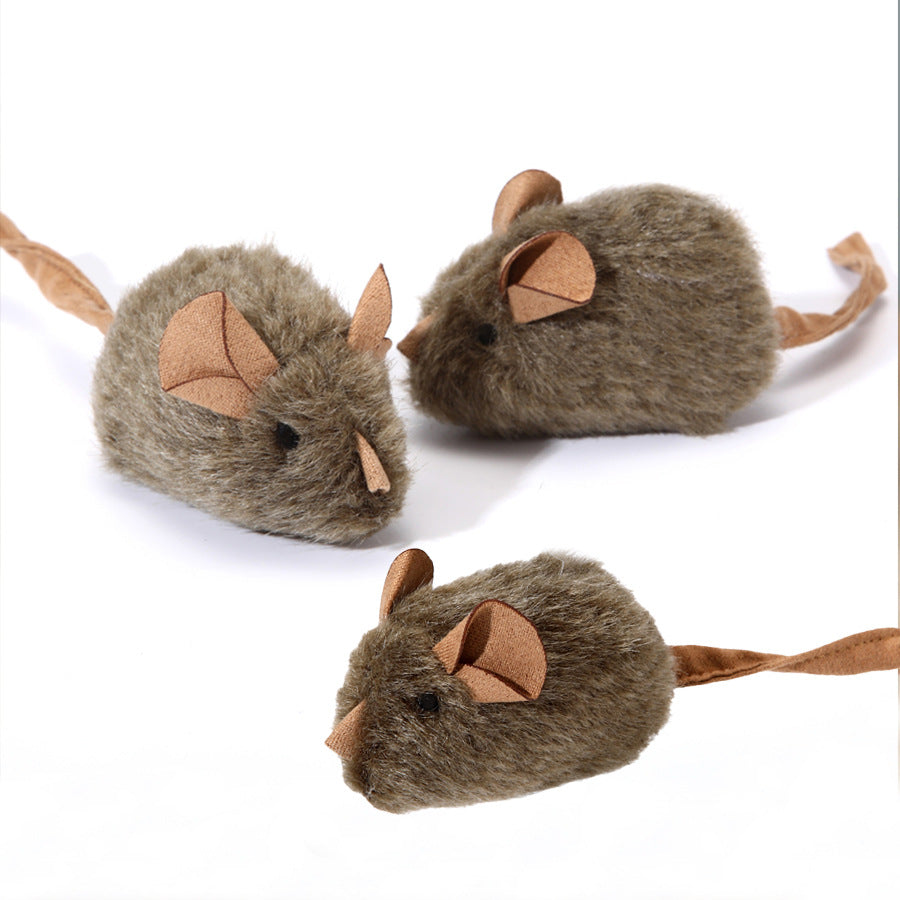 Realistic Plush Squeaky Mouse Cat Toy