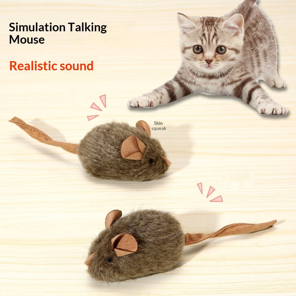 Realistic Plush Squeaky Mouse Cat Toy