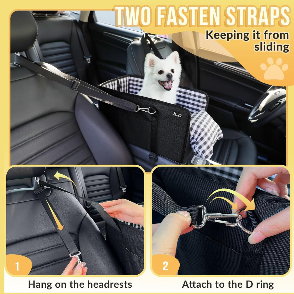 Center console dog car seat features