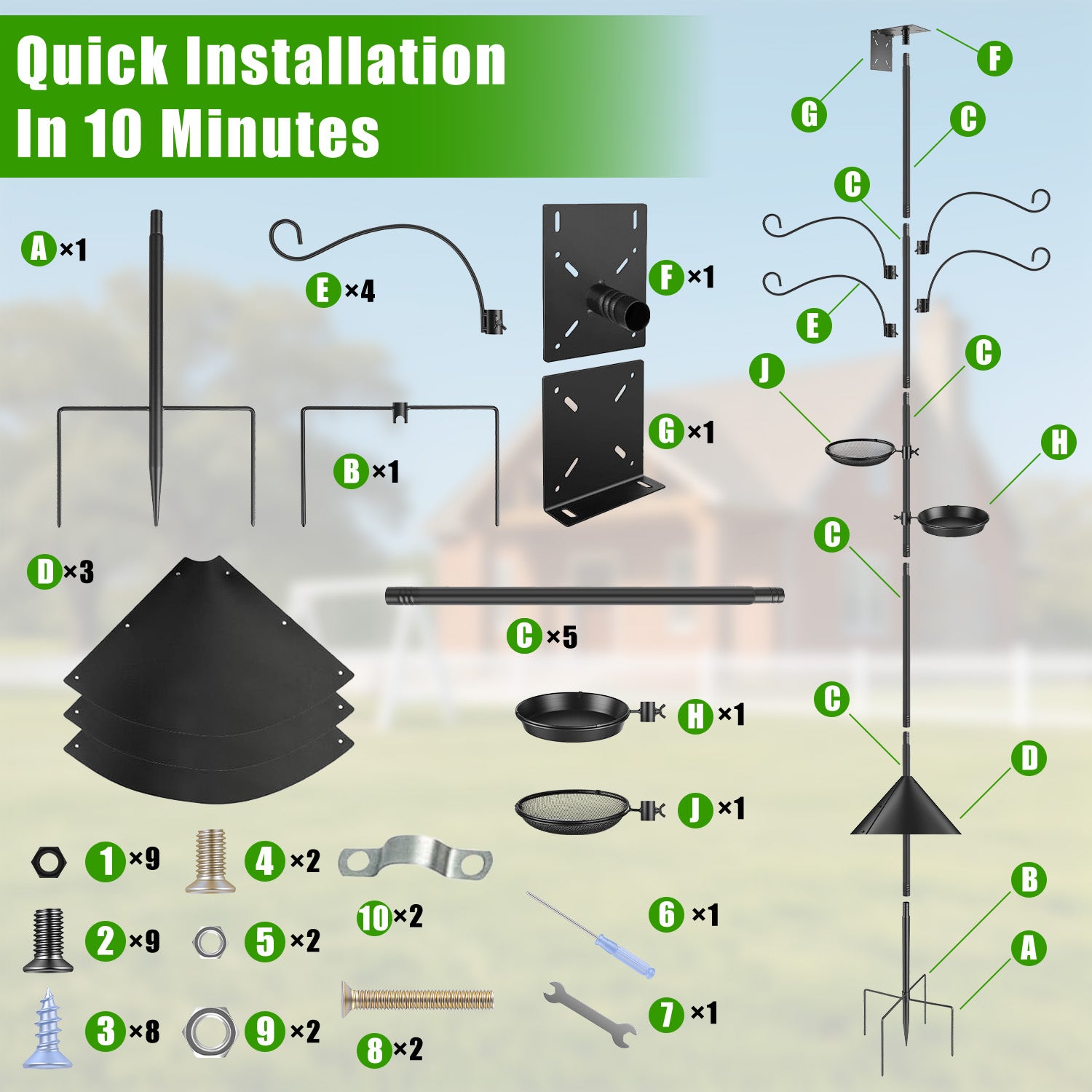 Petananda 1Pc 94Inch Squirrel Proof Bird Feeder Pole Heavy-Duty Bird H