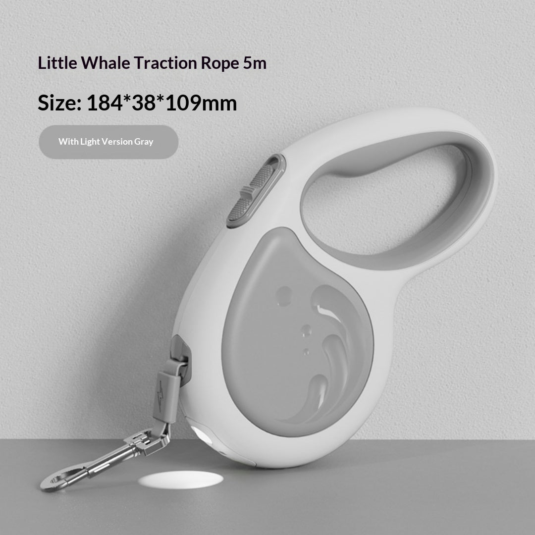5m Retractable Pet Leash With Flashlight in Gray (With Lights)