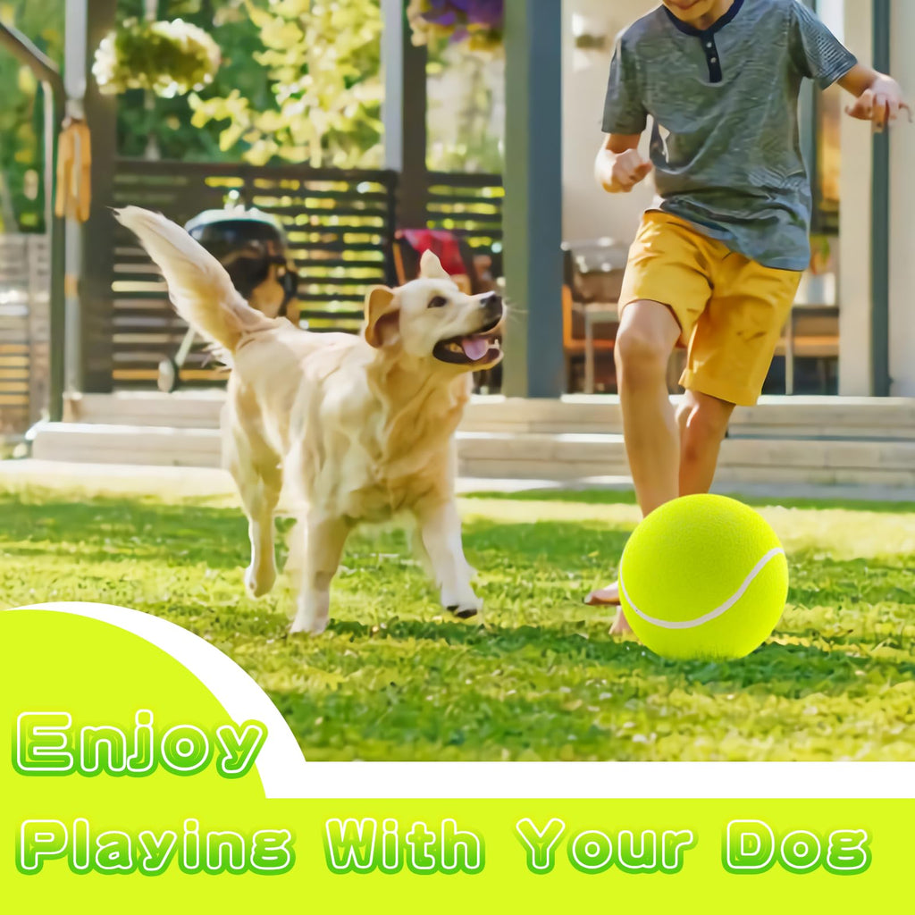Petananda Dog Tennis Ball,Giant Sport Gift Toy Herding Ball For Dogs  Puppy Birthday Gift ,Interactive Toy,Outdoor Pet Toys To Keep Them Busy,Big Tennis Ball For Small Medium Large Dog — in use