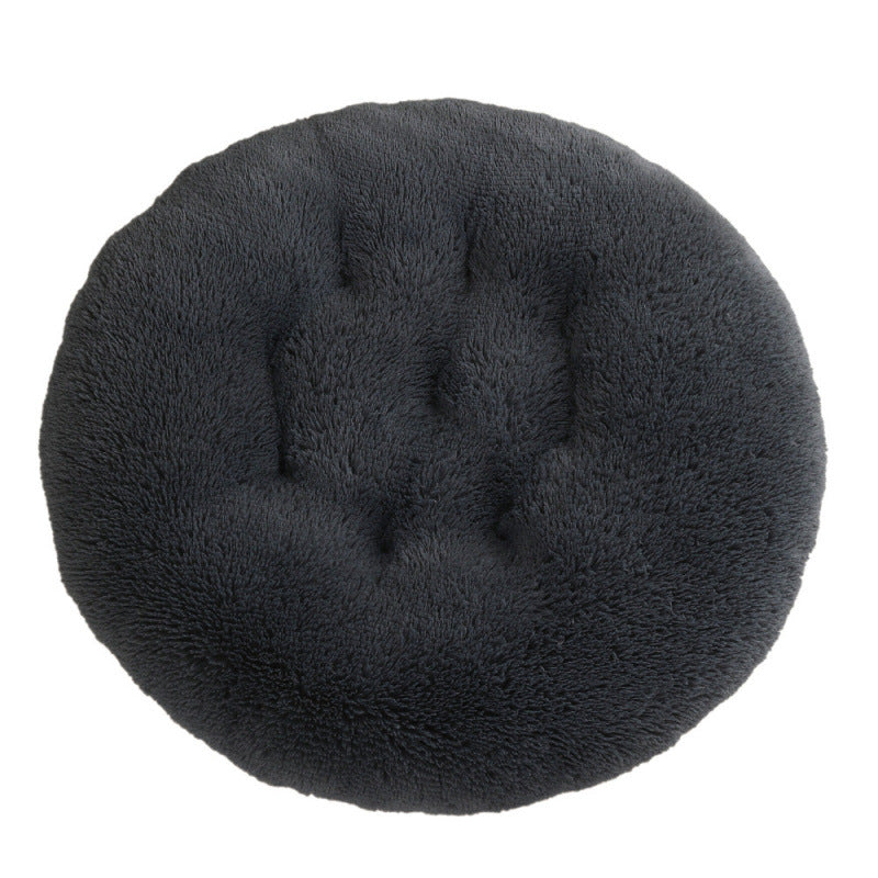Petananda Round Plush Pet Bed - Dark Gray