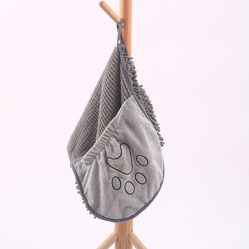 Petananda Chenille Pet Towel Dog Bath Towel — in use