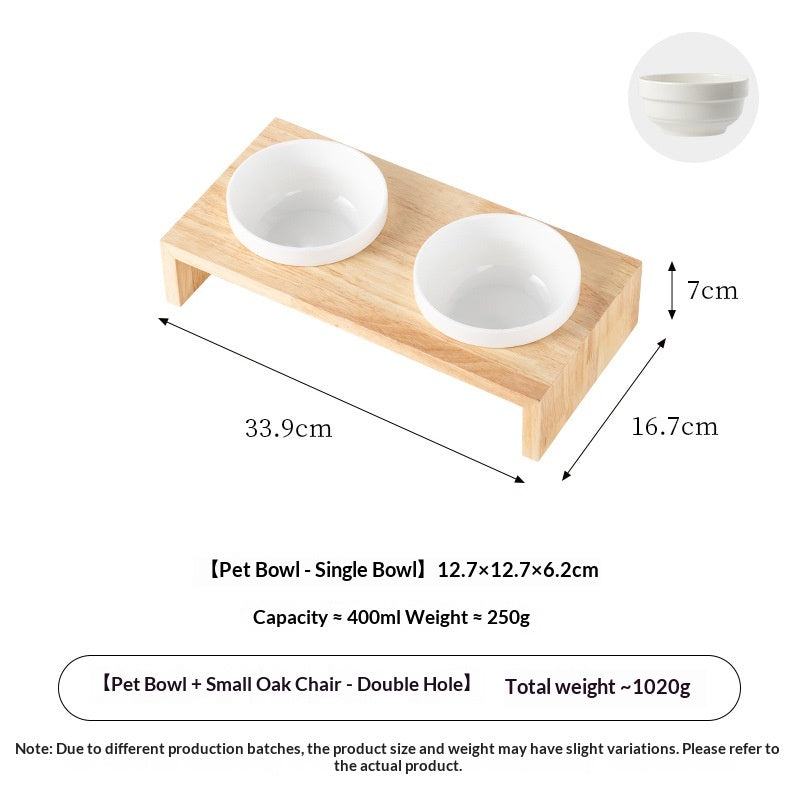 Petananda White Ceramic Elevated Pet Bowl Set - Pure White, x2