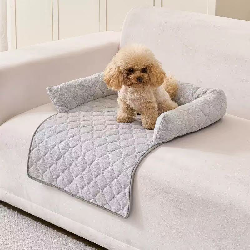 Petananda Sofa-style Calming Dog Bed — Light Gray