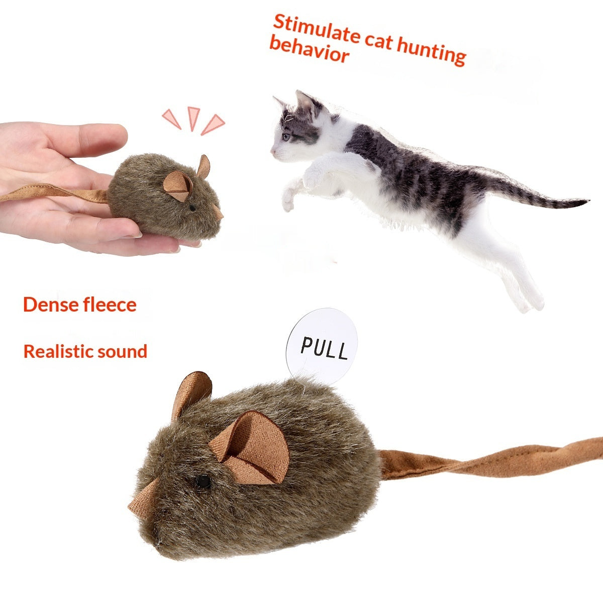 Realistic Plush Squeaky Mouse Cat Toy