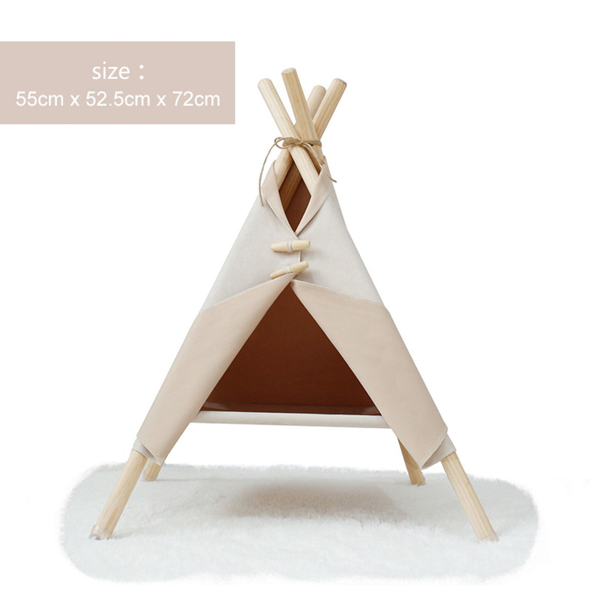 Petananda Wooden Pet Teepee Bed for Cats & Small Dogs
