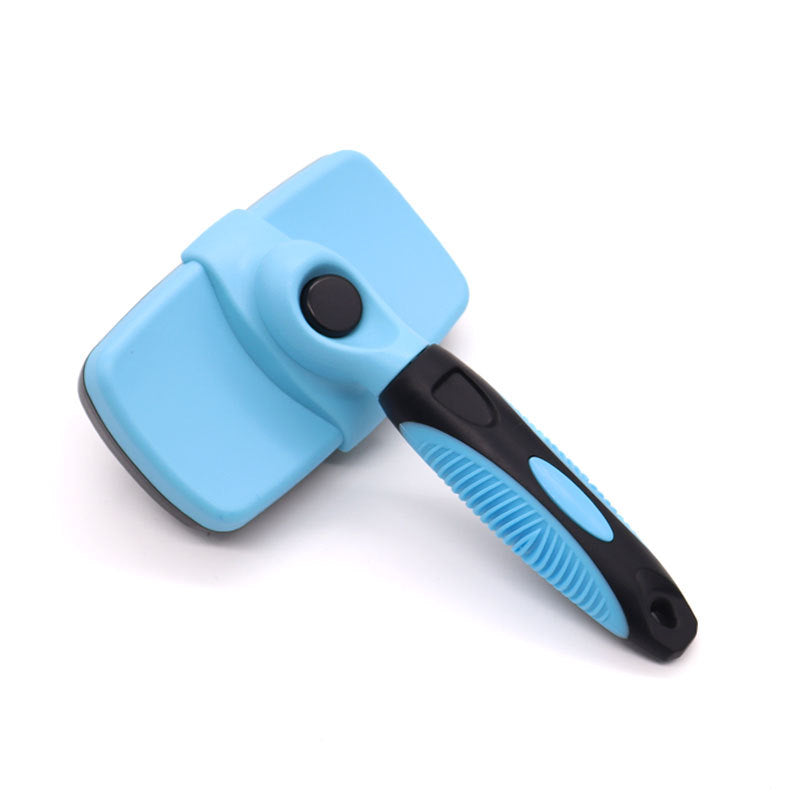 Petananda Self-Cleaning Slicker Brush For Cats And Dogs, Deshedding Grooming Tool With Ergonomic Handle — in use