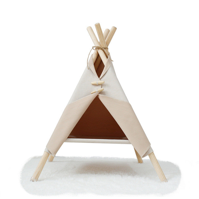 Petananda Wooden Pet Teepee Bed for Cats & Small Dogs