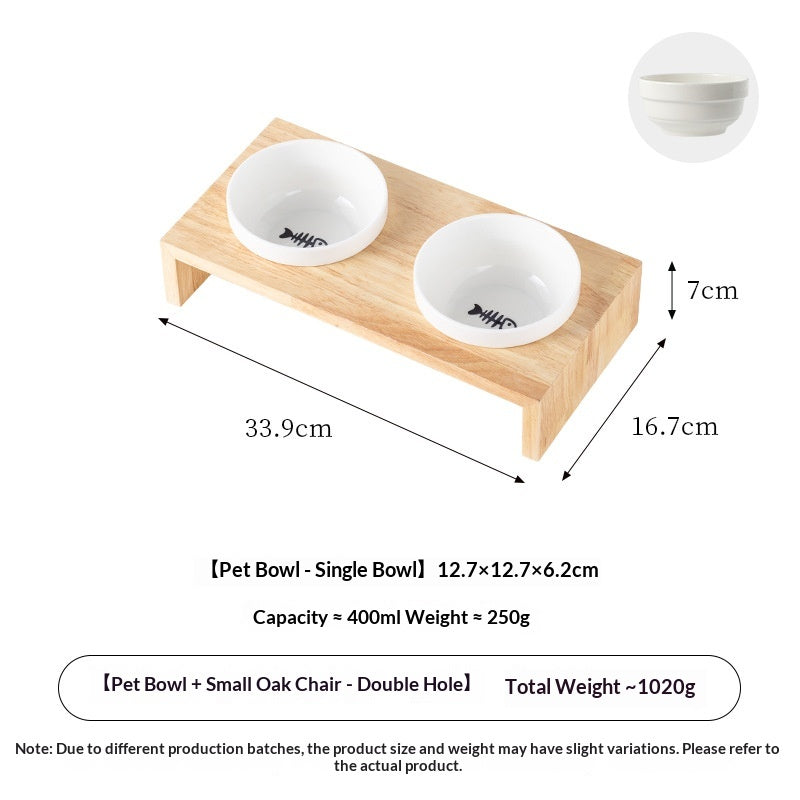 Petananda Ceramic Elevated Pet Bowl Set - Fish Bone, x2