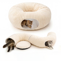 Petananda Cat Tunnel Bed With Interactive Cat Toys -- White