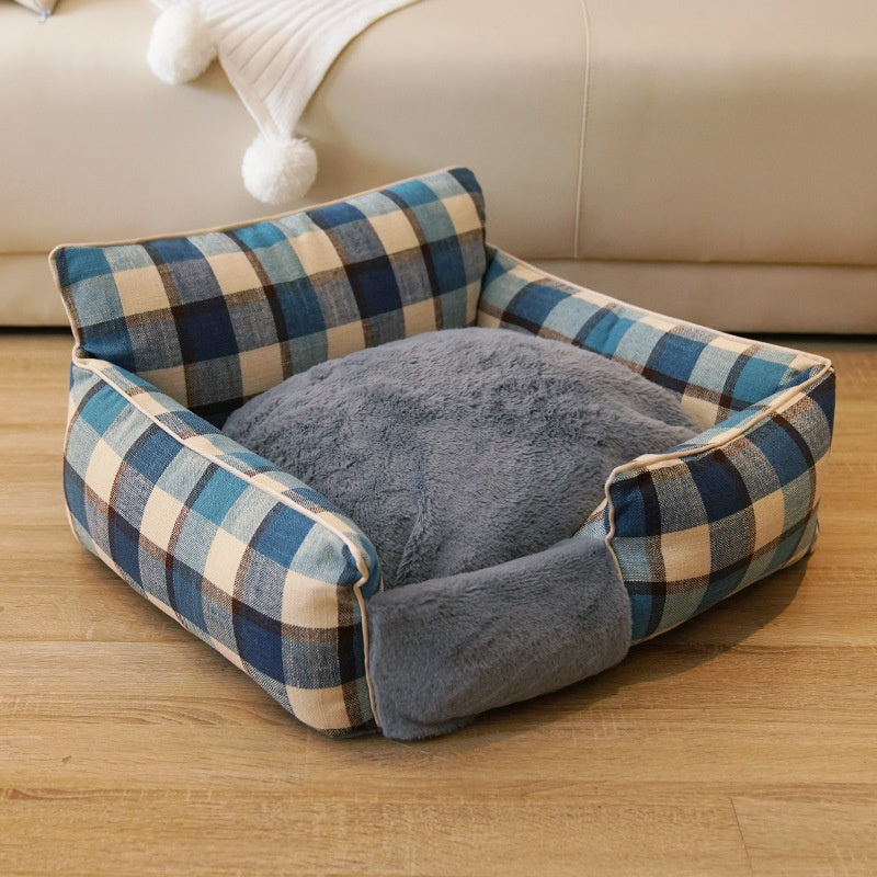 Petananda Retro Plaid All-Season Washable Pet Bed
