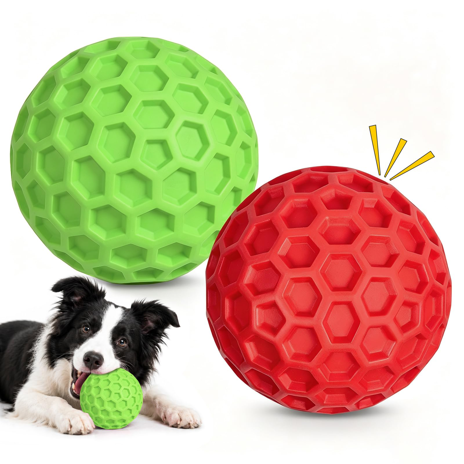 Petananda Squeaky Dog Balls Toy 2 Pack, Interactive Dog Toys For Aggressive Chewers, Squeaky Balls For Dogs, Durable Dog Chew Toys For Medium Large Dogs, Dog Balls For Aggressive Chewers, Outdoor Dog Toys — in use