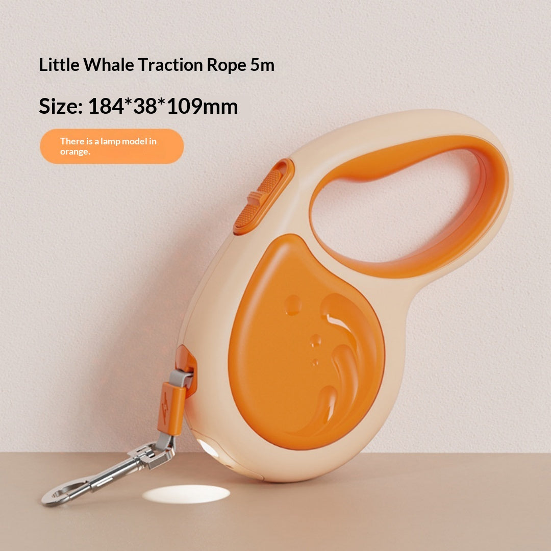 5m Retractable Pet Leash With Flashlight in Orange (With Lights)