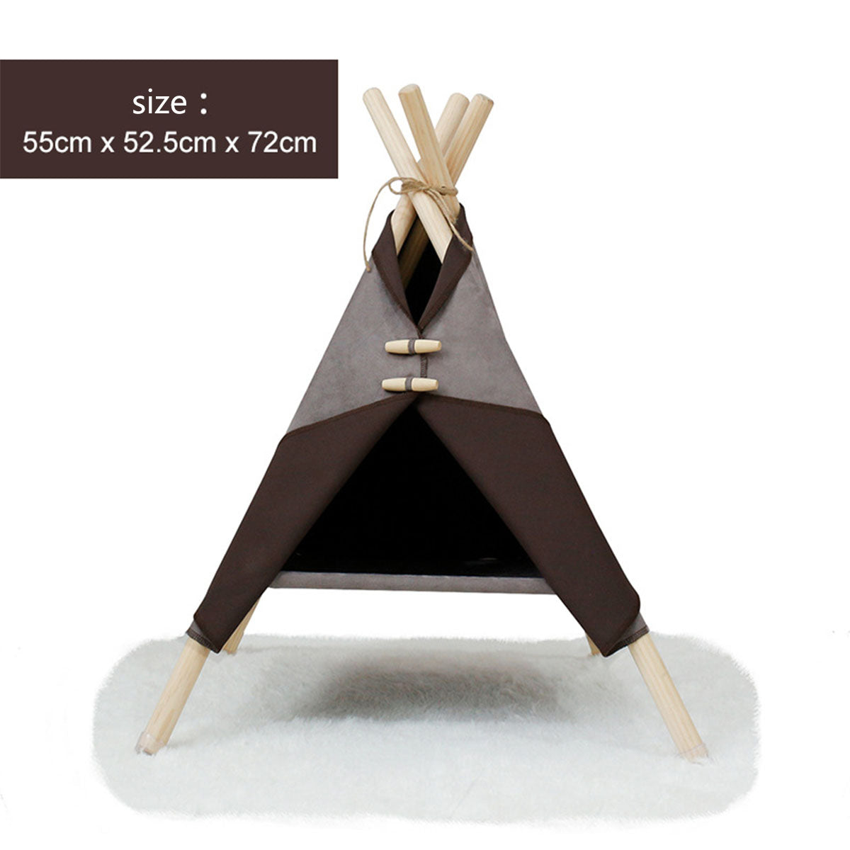 Petananda Wooden Pet Teepee Bed for Cats & Small Dogs